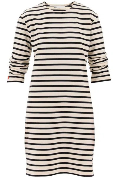 Shop Tory Burch "striped Cotton Dress With Eight In Bianco