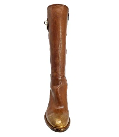 Shop Madison Maison Cognac Tall Hand Rubbed Lock Boot In 39.5