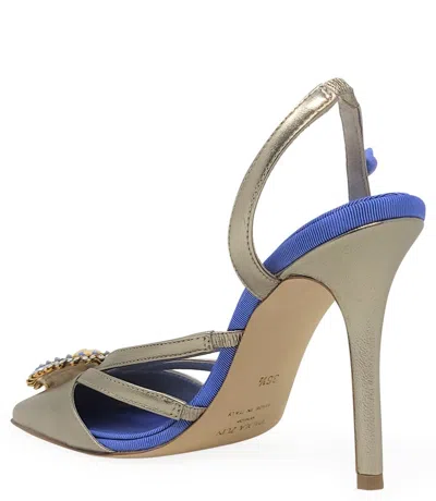 Shop Madison Maison ™ Blue Gold Leather Cameo High Heel Slingback In 39.5