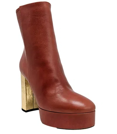 Shop Madison Maison ™ Camel/gold Cracked Leather Platform Boot In 41