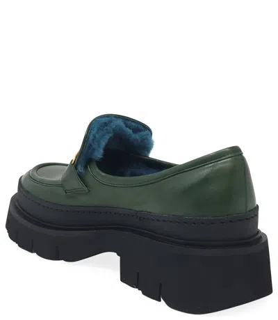 Shop Madison Maison ™ Green Leather Chunky Loafer With Shearling In 40