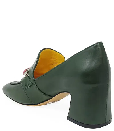 Shop Madison Maison ™ Green Leather Mid Heel Jeweled Loafer In 39
