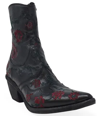 Shop Madison Maison ™ Leather Embroidered Ankle Boot In Black