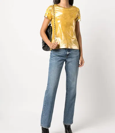 Shop Madison Maison ™ Metallic Coated Cotton T-shirt In Yellow Gold