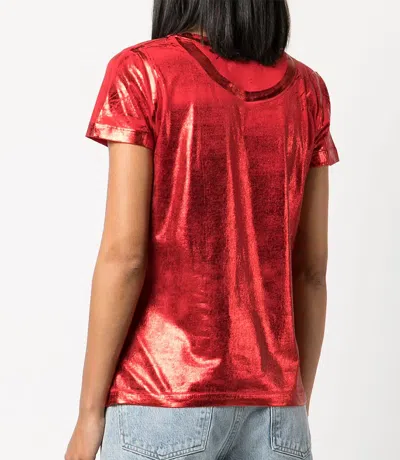 Shop Madison Maison ™ Metallic Coated Cotton T-shirt In Red/red