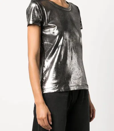 Shop Madison Maison ™ Metallic Coated Cotton T-shirt In Black/platinum