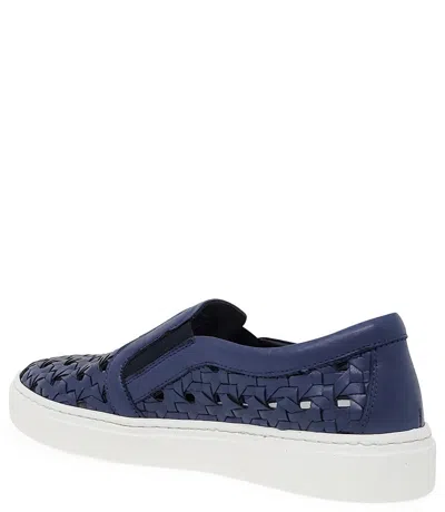 Shop Madison Maison ™ Navy Leather Woven Sneaker In 40