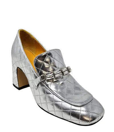 Shop Madison Maison ™ Silver Leather Quilted Loafer In 40