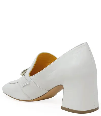 Shop Madison Maison ™ White Leather Mid Heel Jeweled Loafer In 41