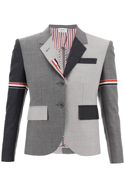 Shop Thom Browne Blazer Fit 3 In Funmix Con Bande In Grey