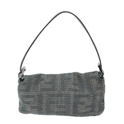 Shop Fendi Zucca Grey Canvas Shoulder Bag ()