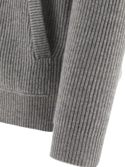 Shop Brunello Cucinelli Ribbed Sweater With Embroidery