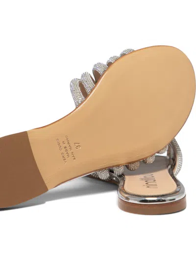 Ninalilou Silver Leather Sandals With Shimmering Straps In Silver