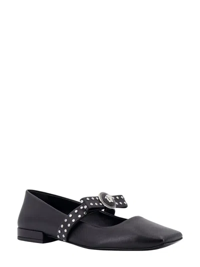 Shop Versace Leather Ballerinas With Frontal Studs
