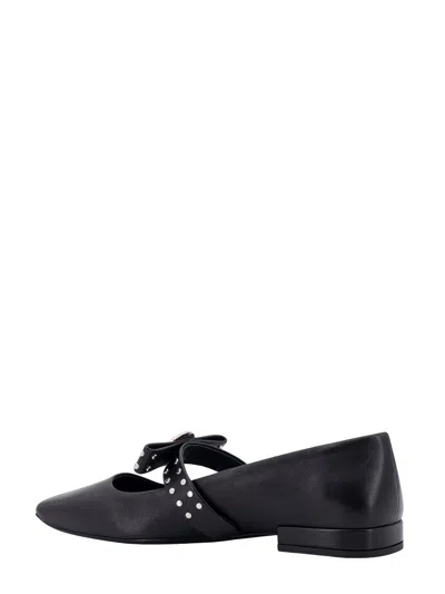 Shop Versace Leather Ballerinas With Frontal Studs