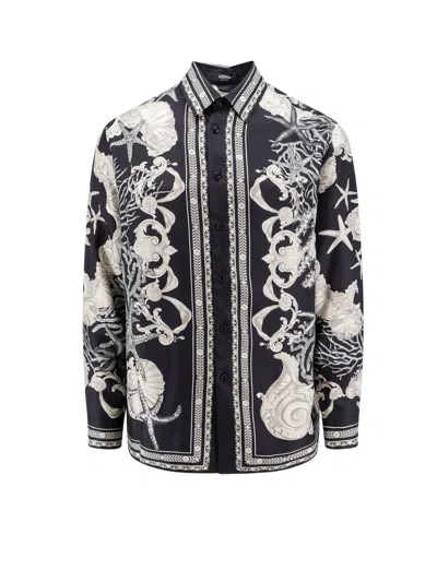 Shop Versace Silk Shirt With Barocco Sea Print