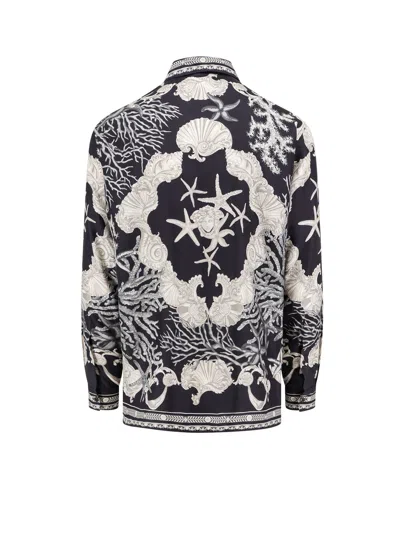 Shop Versace Silk Shirt With Barocco Sea Print