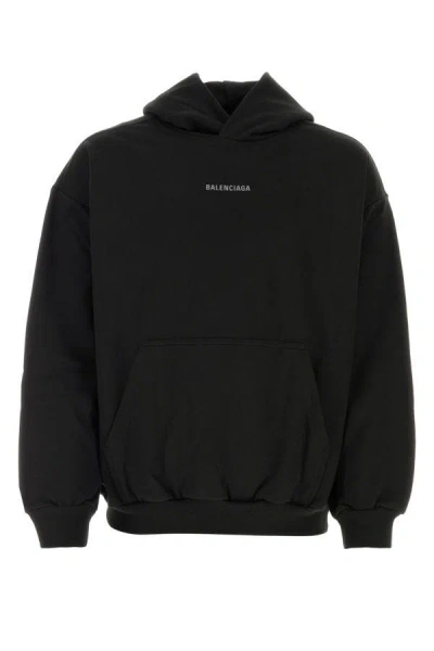 Shop Balenciaga Man Black Cotton Oversize Sweatshirt