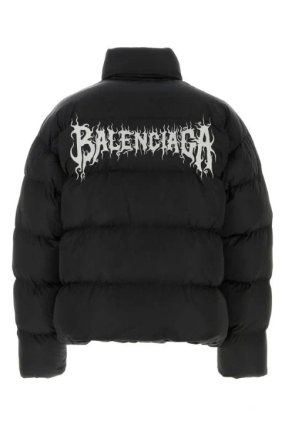 Shop Balenciaga Man Black Polyester Padded Jacket