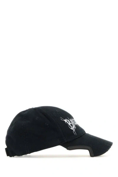 Shop Balenciaga Man Slate Cotton Baseball Cap In Black