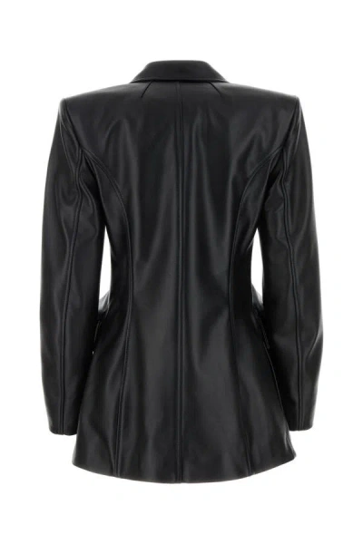 Shop Balenciaga Woman Black Leather Hourglass Blazer