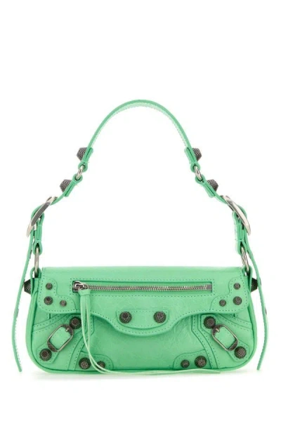 Shop Balenciaga Woman Light Green Leather Le Cagole Sling Xs Shoulder Bag