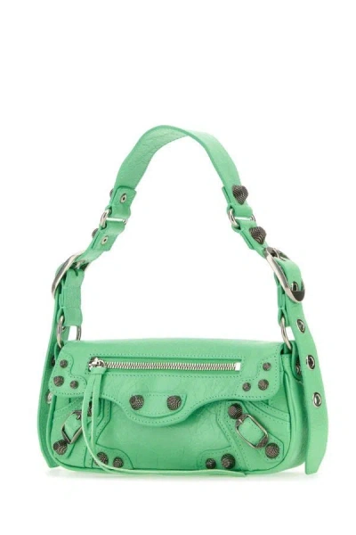 Shop Balenciaga Woman Light Green Leather Le Cagole Sling Xs Shoulder Bag