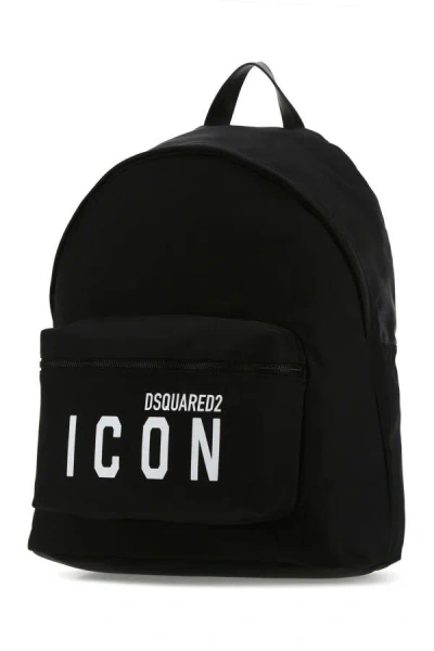 Dsquared2 Be Icon Black Backpack In Black