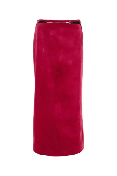 Shop Gucci Woman Fuchsia Velvet Skirt In Pink