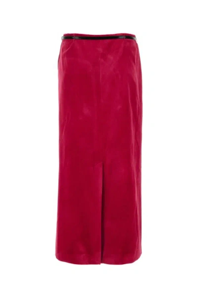 Shop Gucci Woman Fuchsia Velvet Skirt In Pink