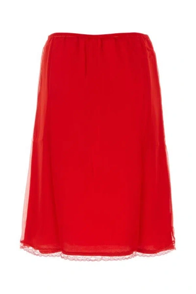 Shop Gucci Woman Red Silk Skirt