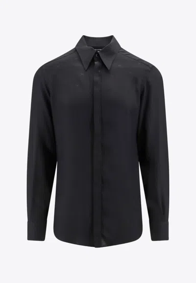 Shop Dolce & Gabbana All-over Monogram Silk Shirt In Black