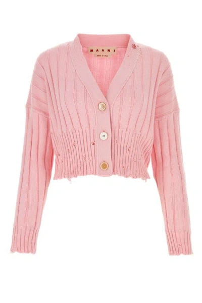Shop Marni Woman Pink Cotton Cardigan