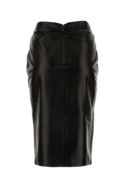 Shop Saint Laurent Woman Black Leather Skirt