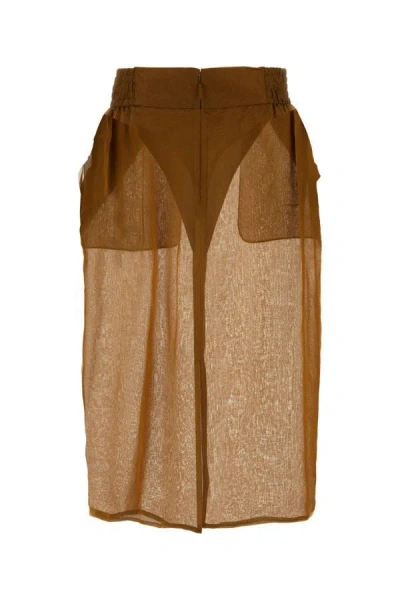 Shop Saint Laurent Woman Copper Silk Skirt In Orange