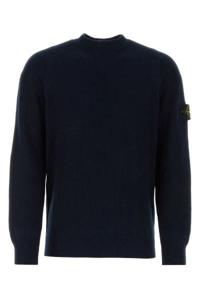 Shop Stone Island Man Midnight Blue Cotton Sweater