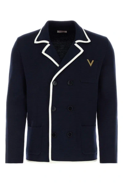 Shop Valentino Garavani Man Blue Wool Blazer