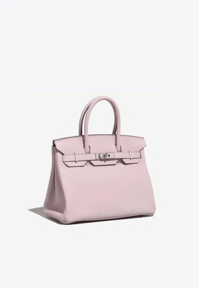Pre-owned Hermes Birkin 30 In Mauve Pale Taurillon Clemence With Palladium Hardware