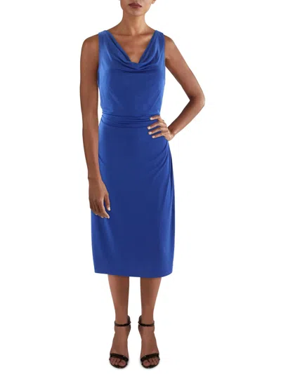 Shop Kensie Womens Knit Ruched Sheath Dress In Blue