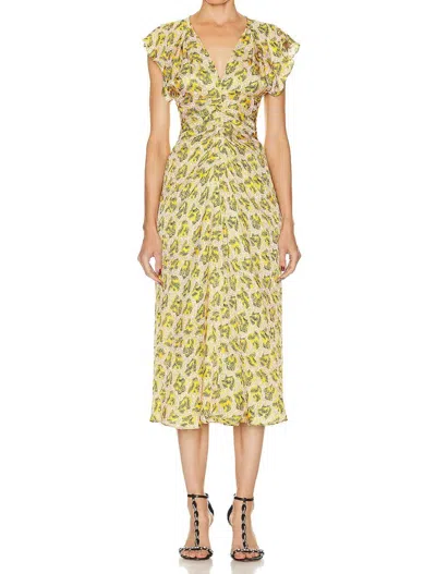 Shop Isabel Marant Lyndsay Printed Flou Dress In Sunshine In Yellow