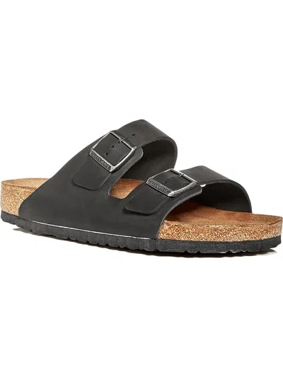 Shop Birkenstock Arizona Bs Mens Leather Casual Footbed Sandals In Black