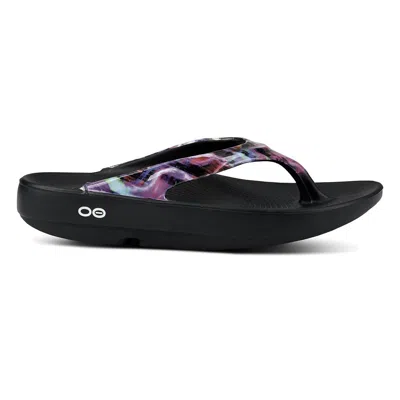 Shop Oofos Women's Oolala Thong Limited Sandal In Neon Rose In Multi