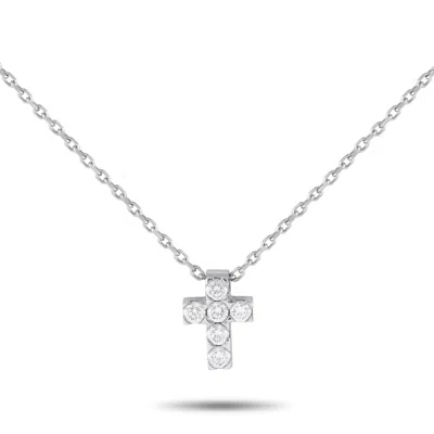 Shop Van Cleef & Arpels 18k White Gold Diamond Cross Necklace Vc10-051524
