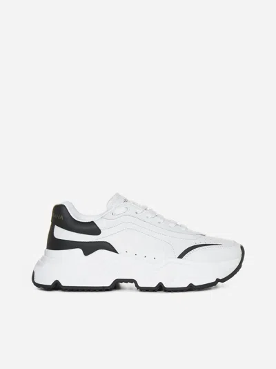 Shop Dolce & Gabbana Daymaster Leather Sneakers In White,black