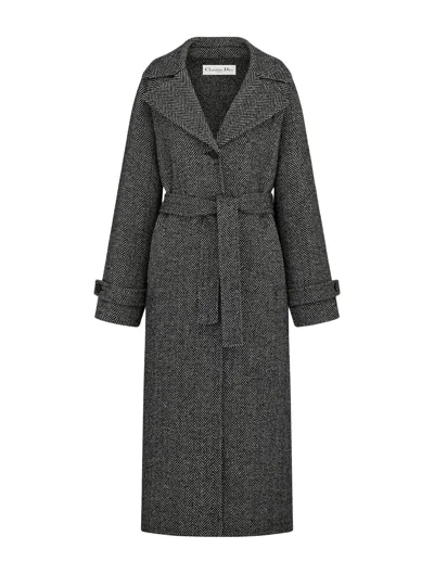 Shop Dior Coat With Belt In Multicolour