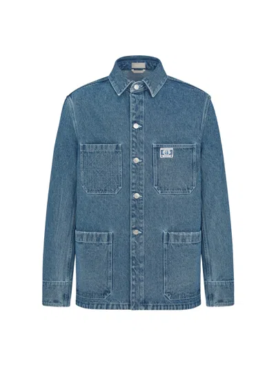 Shop Dior Charm Shirt Jacket In Blue