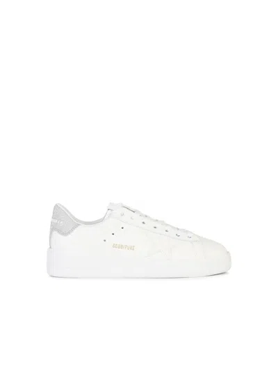 Shop Golden Goose White Leather Purestar Sneakers