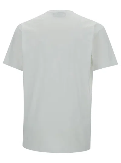 Shop Dsquared2 White Crewneck T-shirt With All-over Icon Print In Cotton Man