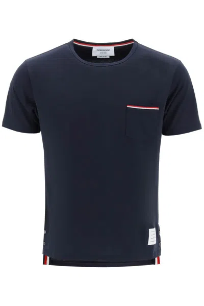 Shop Thom Browne T-shirt Con Taschino Rwb In Blue