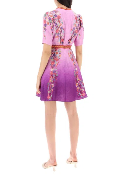 Shop Saloni "silk Mini Dress Tabith In 紫色的